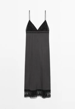Massimo Dutti STRAPPY MIDI WITH LACE DETAIL - Cocktail Dress / Party Dress - Grey -Massimo Dutti Shop 118d03694ee44332bf73548869801ffe