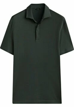 Massimo Dutti Short Sleeve Gassed- Polo Shirt - Dark Green