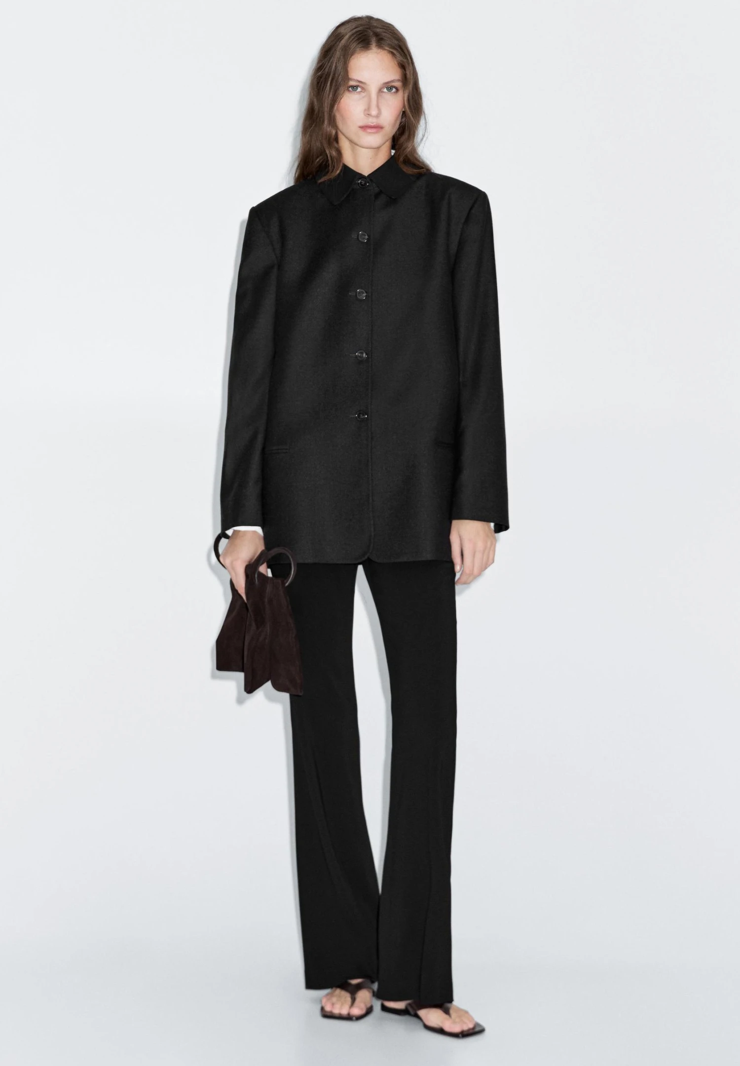 Massimo Dutti CONTRAST COLLAR - Short Coat - Dark Grey 3 Massimo Dutti CONTRAST COLLAR - Short Coat - Dark Grey