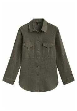 Massimo Dutti With Pockets - Button-Down Blouse - Green -Massimo Dutti Shop 11e1696a9c544505bdf0ffc5b4a0e815