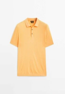 Massimo Dutti Short Sleeve - Polo Shirt - Mottled Orange -Massimo Dutti Shop 11ffbf424f94428b9298fc6fc8a22468