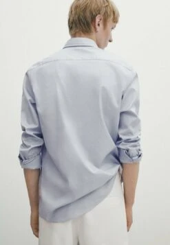 Massimo Dutti Regular Fit Check Texture- Formal Shirt - Light Blue -Massimo Dutti Shop 128600d3d3ef430cad32cf29e3f949dc