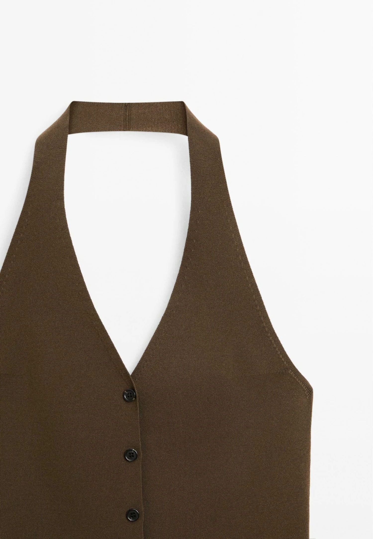 Massimo Dutti LOW-CUT BACK WITH BUTTONS - Waistcoat - Khaki 12 Massimo Dutti LOW-CUT BACK WITH BUTTONS - Waistcoat - Khaki - Image 10