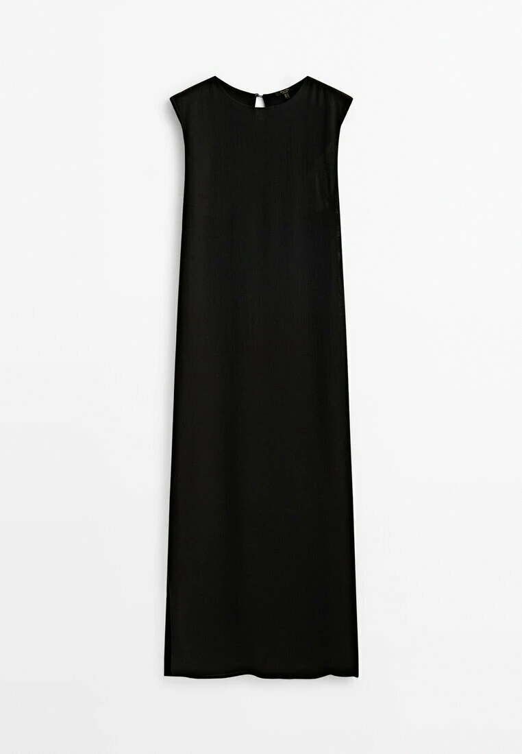 Massimo Dutti MidiWith Criss Cross Detail At The Back- Day Dress - Black 13 Massimo Dutti MidiWith Criss Cross Detail At The Back- Day Dress - Black - Image 11