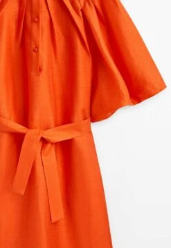 Massimo Dutti With Puff Sleeves- Shirt Dress - Orange -Massimo Dutti Shop 130142c9d12b45ef8311e58b2dca2793