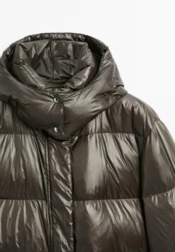 Massimo Dutti SHORT WATER-REPELLENT PUFFER WITH HOOD - Down Jacket - Mottled Green -Massimo Dutti Shop 132d5e40b6954a3f8b4d45d8e78445cb