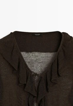 Massimo Dutti RUFFLED SEMI-SHEER - Cardigan - Brown -Massimo Dutti Shop 134240e8359f474badbc6427c746cf59