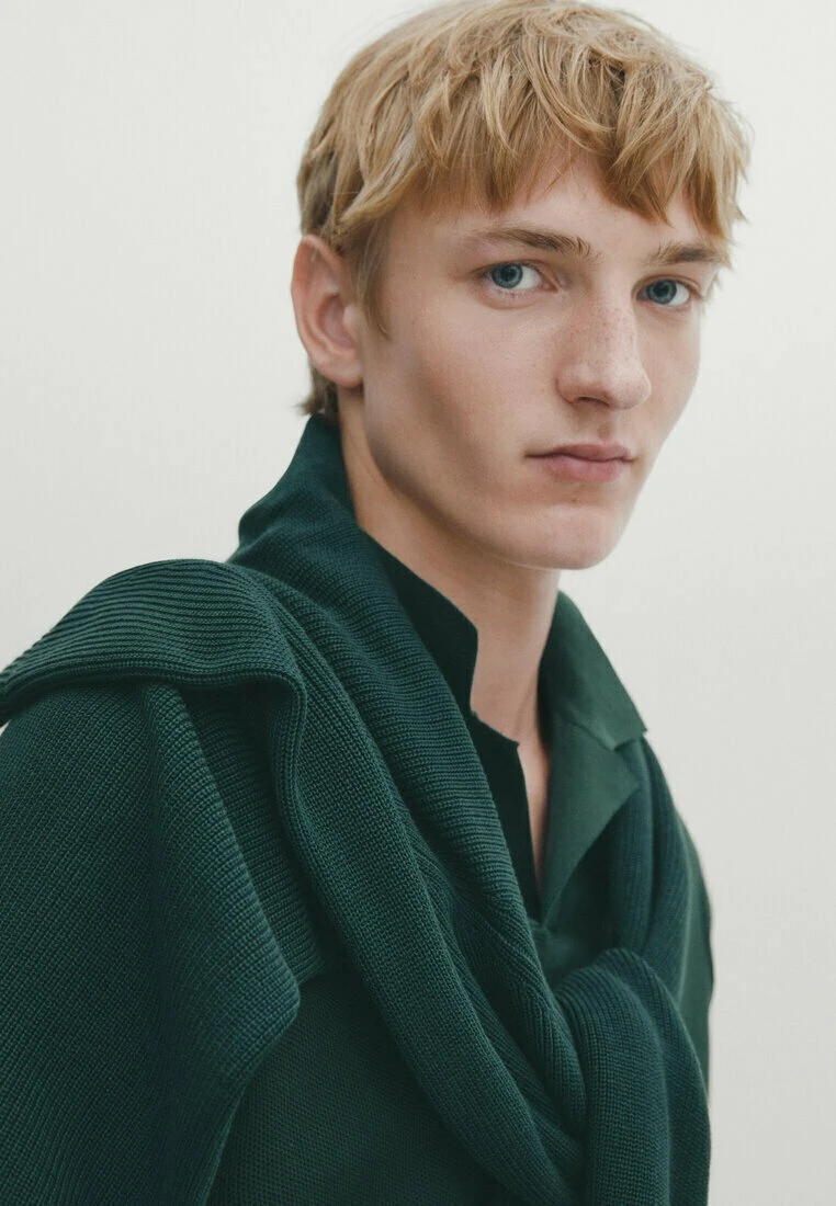 Massimo Dutti Smocked - Polo Shirt - Mottled Green 6 Massimo Dutti Smocked - Polo Shirt - Mottled Green - Image 4