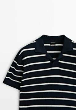 Massimo Dutti Short Sleeve Striped - Polo Shirt - Dark Blue -Massimo Dutti Shop 137bd96fd4ae4966b08d2d112e724f1c