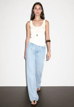 Massimo Dutti STRAPPY ROUND NECK - Top - Beige