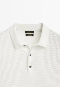 Massimo Dutti Textured Short Sleeve - Polo Shirt - White -Massimo Dutti Shop 13b44882a8934953b8c5291d0ec16fa5