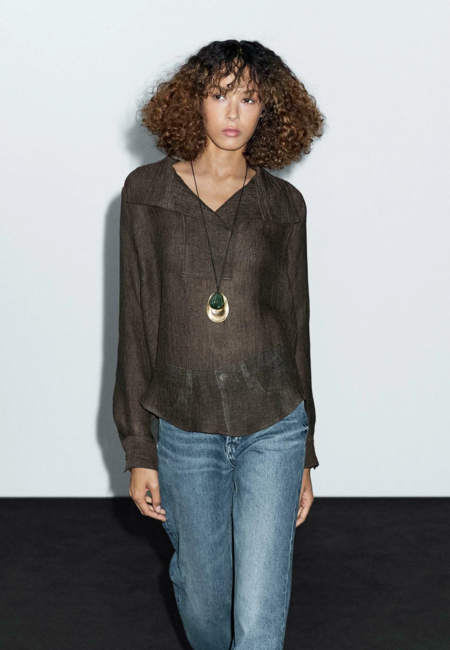 Massimo Dutti GARMENT WITH CHEST DETAIL - Blouse - Dark Brown 3 Massimo Dutti GARMENT WITH CHEST DETAIL - Blouse - Dark Brown