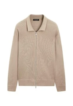 Massimo Dutti ZIP-UP POLO COLLAR - Cardigan - Light Brown -Massimo Dutti Shop 13cbdaaaea3d4fa987b8e24f0a66eb88