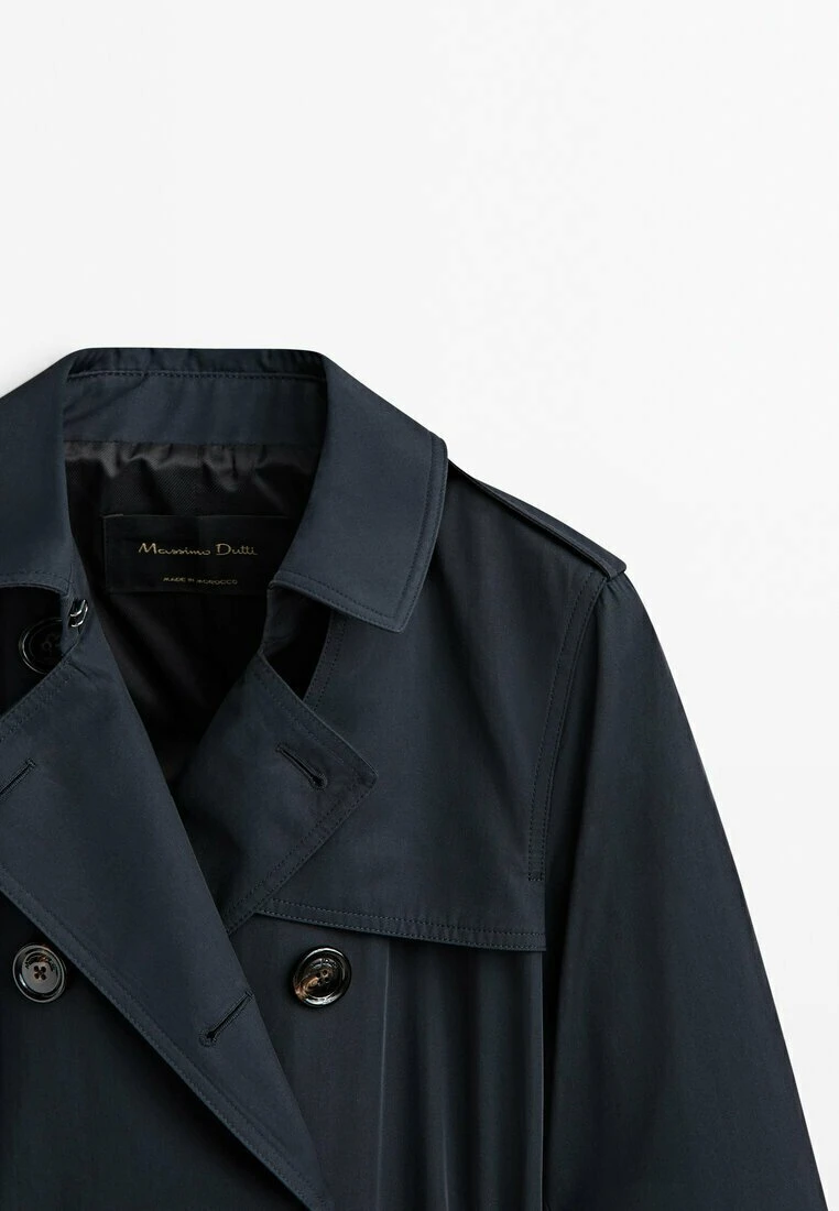Massimo Dutti With Belt- Trenchcoat - Dark Blue 11 Massimo Dutti With Belt- Trenchcoat - Dark Blue - Image 9
