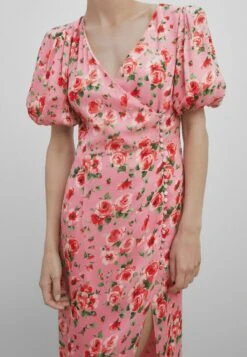 Massimo Dutti Studio - Floral Print With Puff Sleeves - Maxi Dress - Pink -Massimo Dutti Shop 1442564a416941bea8275727f3ee86a9