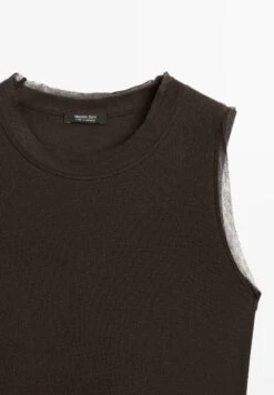 Massimo Dutti SLEEVELESS WITH DOUBLE PIPING - Basic T-shirt - Mottled Dark Brown -Massimo Dutti Shop 1460386da6e54d61b377976de58bd5f3