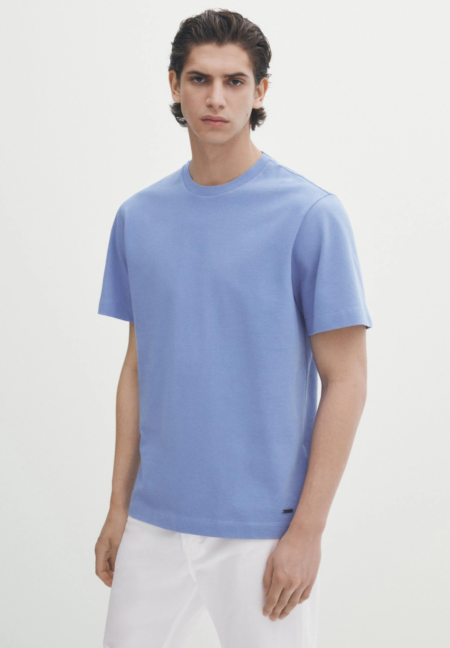 Massimo Dutti Textured Short Sleeve - Basic T-Shirt - Dark Blue 3 Massimo Dutti Textured Short Sleeve - Basic T-Shirt - Dark Blue