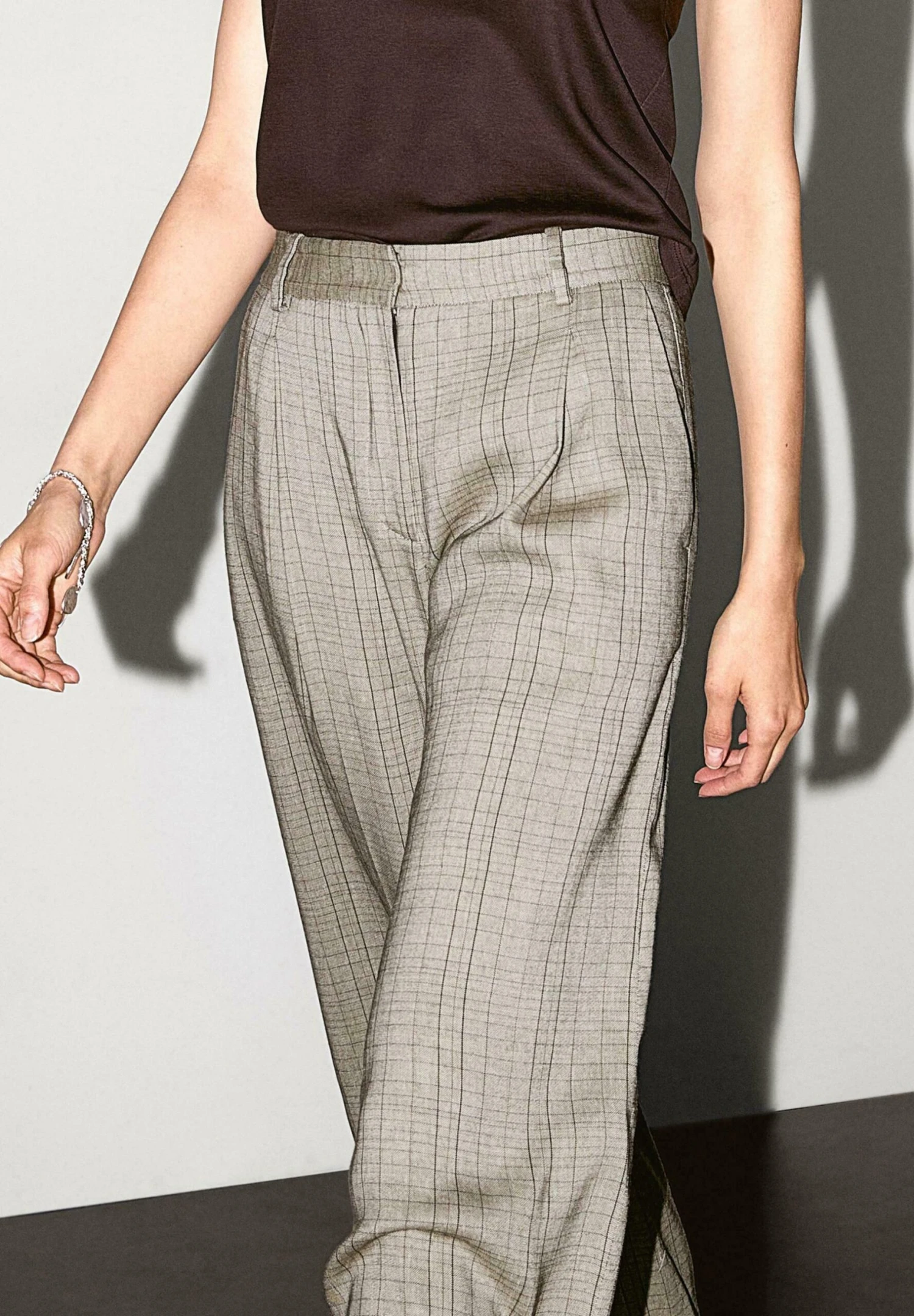 Massimo Dutti CHECK PRINT - Trousers - Beige 6 Massimo Dutti CHECK PRINT - Trousers - Beige - Image 4