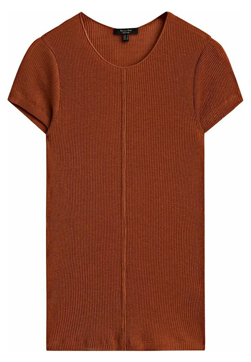 Massimo Dutti Shiny With Central Seam - Basic T-Shirt - Bordeaux 7 Massimo Dutti Shiny With Central Seam - Basic T-Shirt - Bordeaux - Image 5