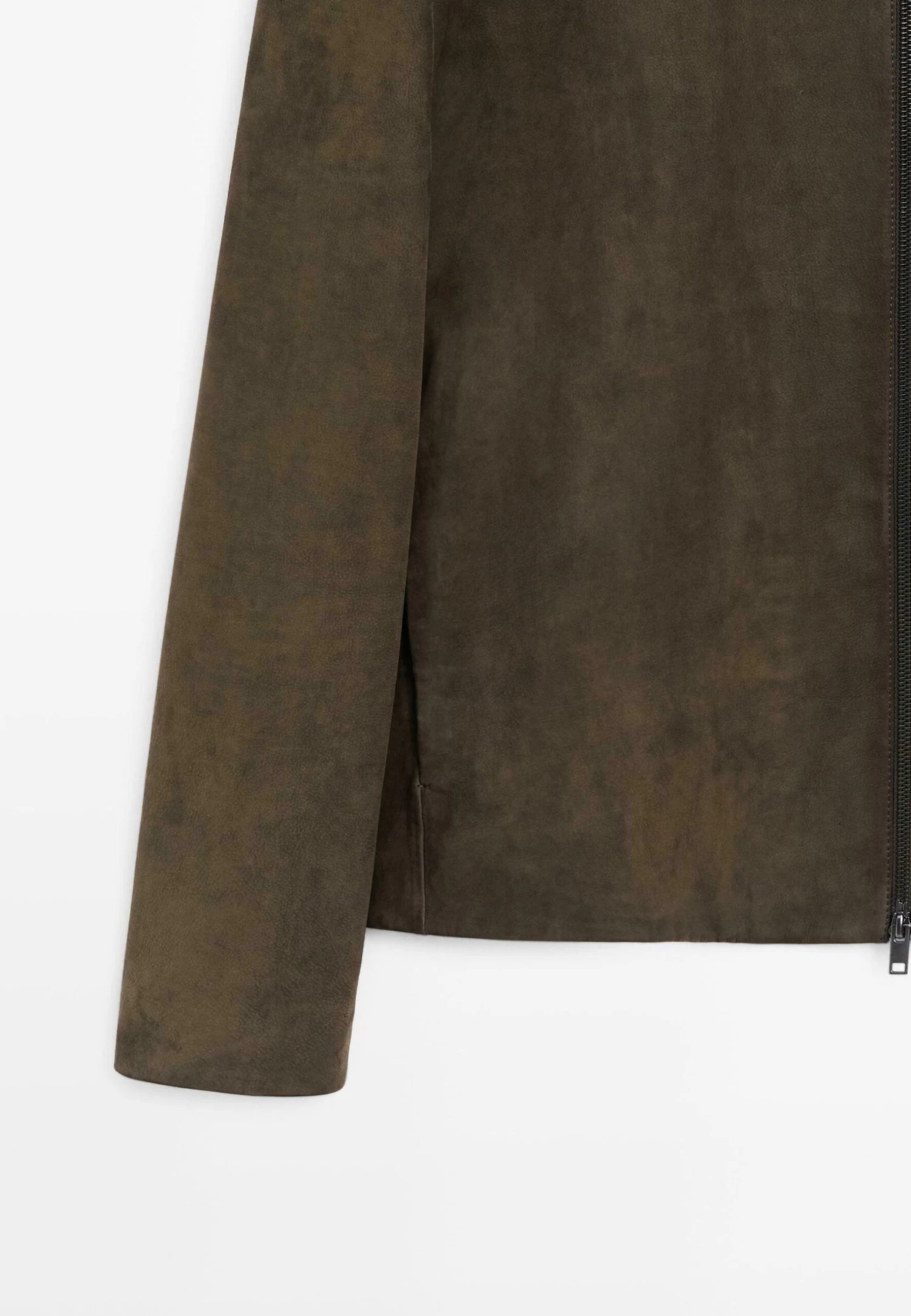 Massimo Dutti Leather Jacket - Mottled Dark Green 11 Massimo Dutti Leather Jacket - Mottled Dark Green - Image 9