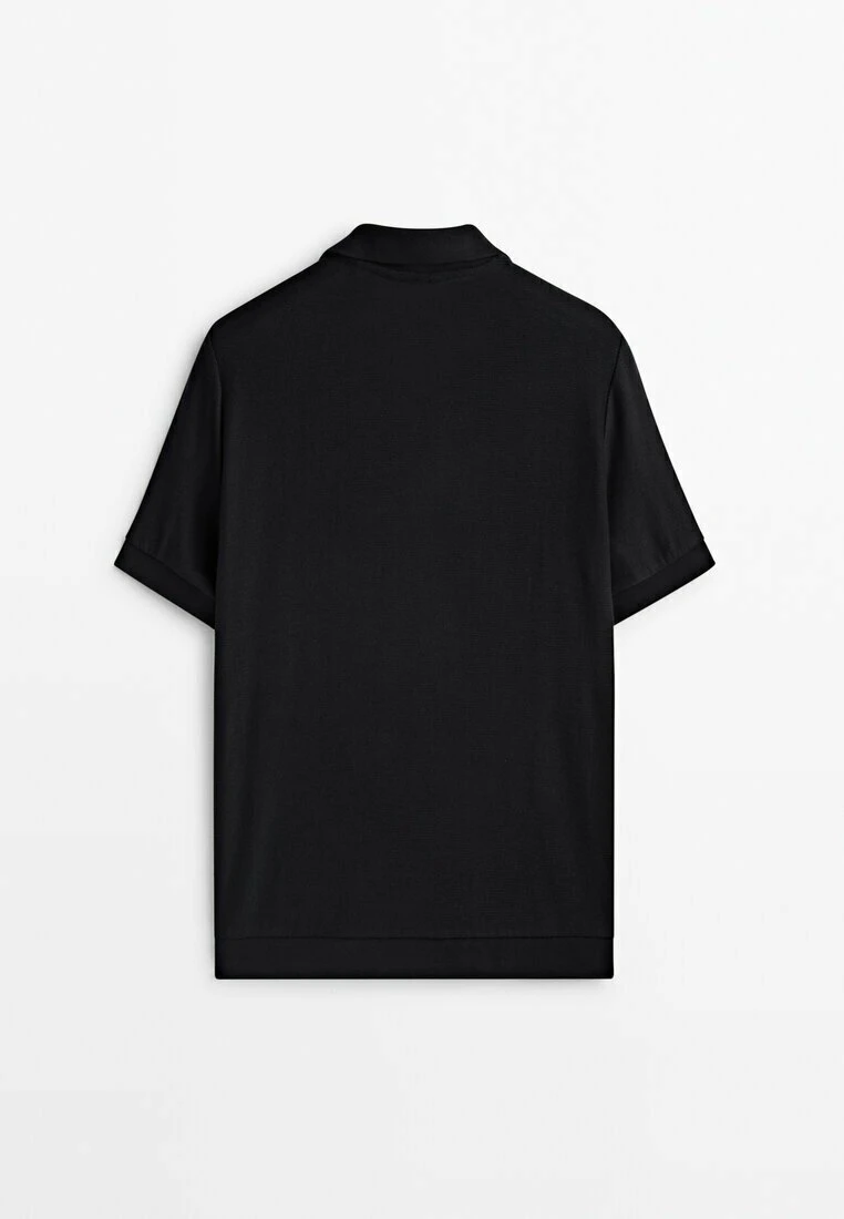 Massimo Dutti Textured Short Sleeve - Polo Shirt - Black 9 Massimo Dutti Textured Short Sleeve - Polo Shirt - Black - Image 7
