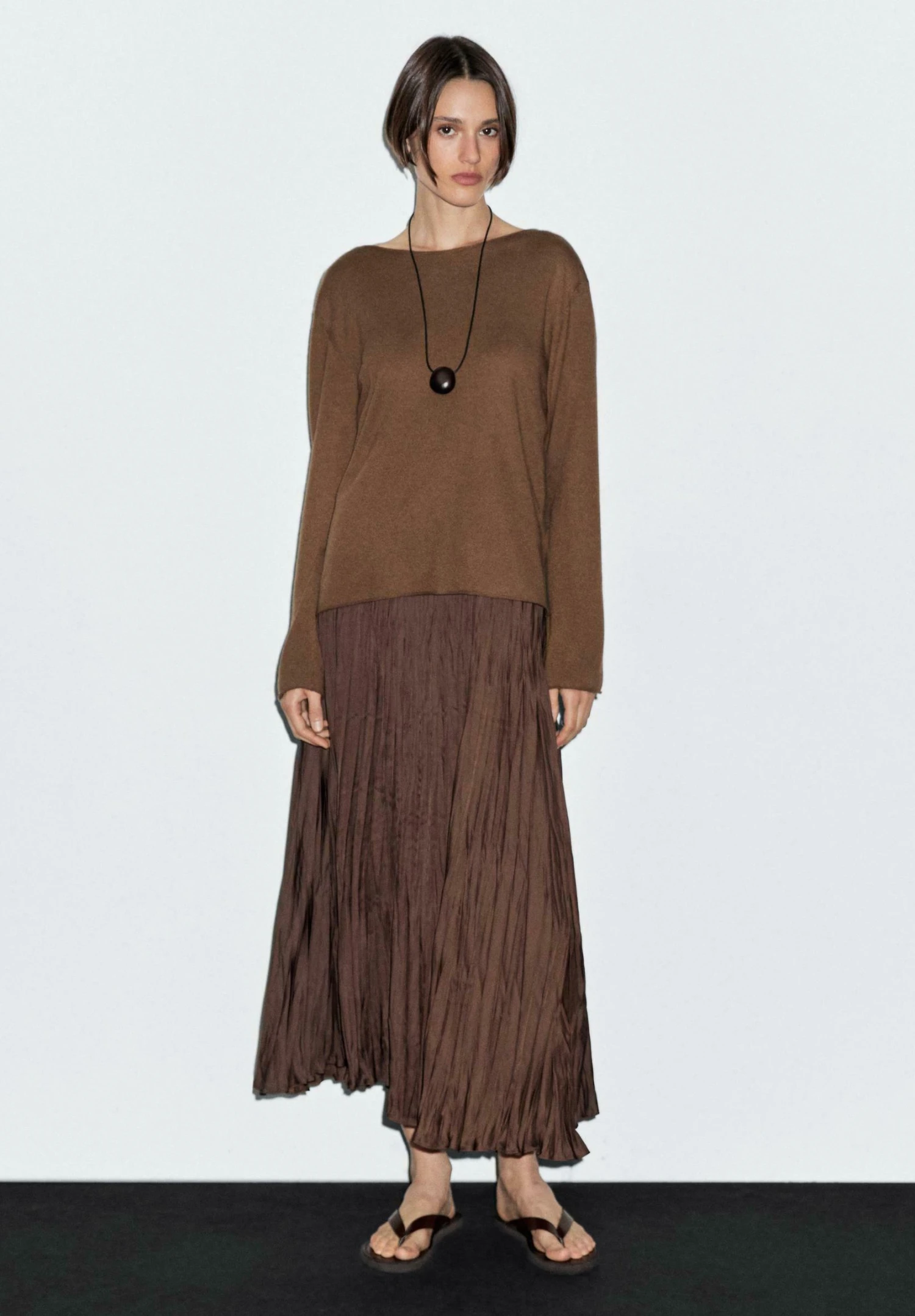 Massimo Dutti BOAT NECK LONG SLEEVE - Jumper - Dark Brown 4 Massimo Dutti BOAT NECK LONG SLEEVE - Jumper - Dark Brown - Image 2