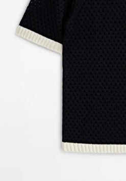 Massimo Dutti Contrast Short Sleeve Open - Jumper - Blue Denim 18 Massimo Dutti Contrast Short Sleeve Open - Jumper - Blue Denim -Massimo Dutti Shop 1540ada3b3d24a898b1c03109fdecfbe