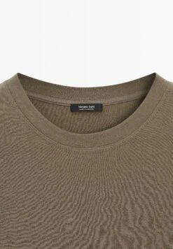 Massimo Dutti TEXTURED CREPE-EFFECT WITH CREW NECK - Basic T-shirt - Mottled Brown -Massimo Dutti Shop 1541527f28e6488dbd8e459186b6ae3f