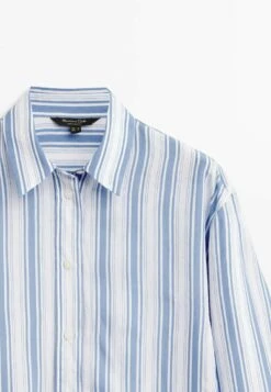 Massimo Dutti With Stripes- Button-Down Blouse - Light Blue -Massimo Dutti Shop 1561a49790ae4b889899fd622da07e0b