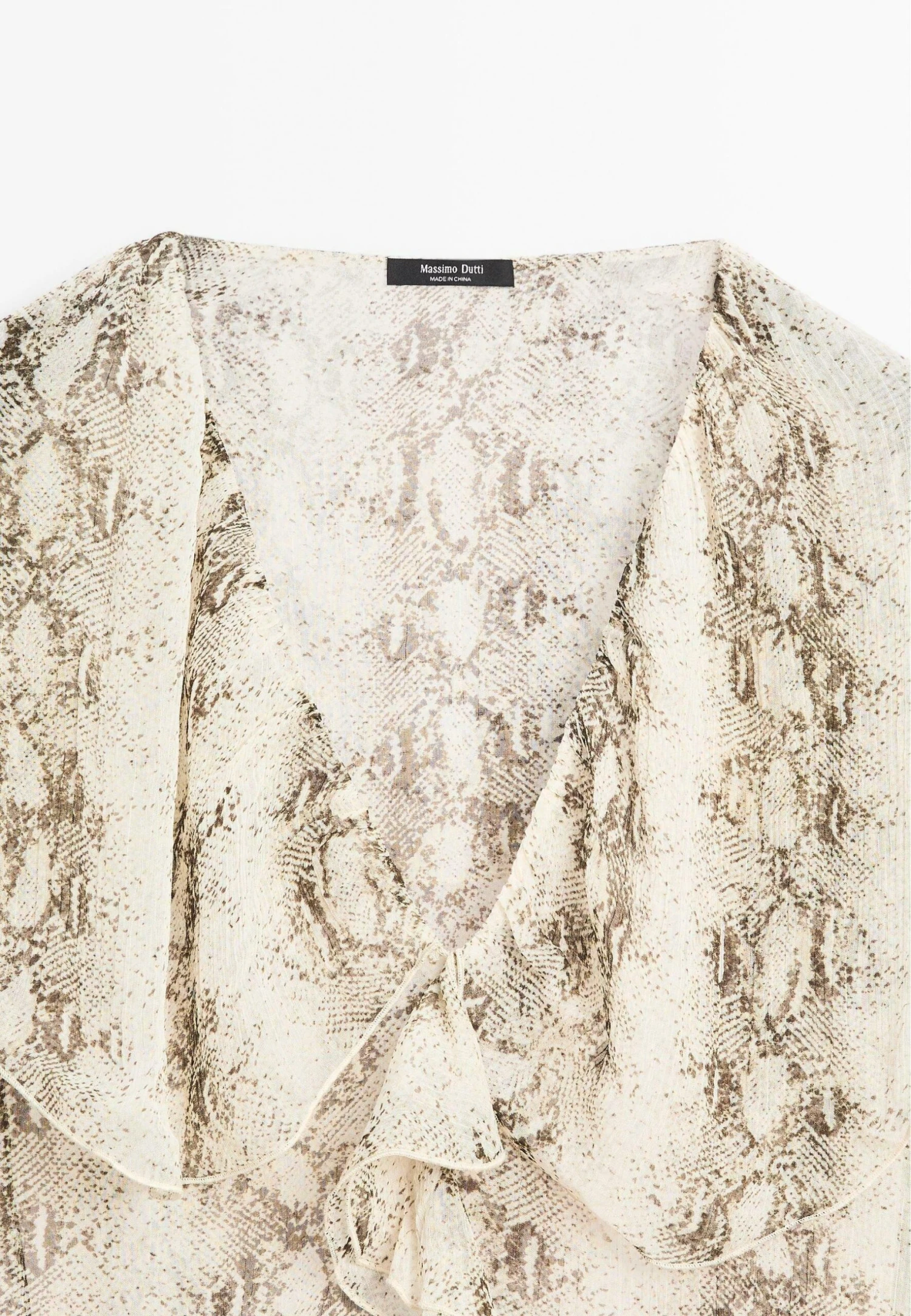 Massimo Dutti SNAKESKIN PRINT GARMENT WITH RUFFLES - Blouse - Beige 12 Massimo Dutti SNAKESKIN PRINT GARMENT WITH RUFFLES - Blouse - Beige - Image 10