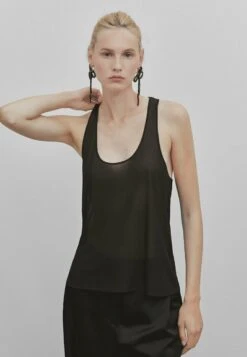 Massimo Dutti Studio-Semi-Sheer- Top - Black