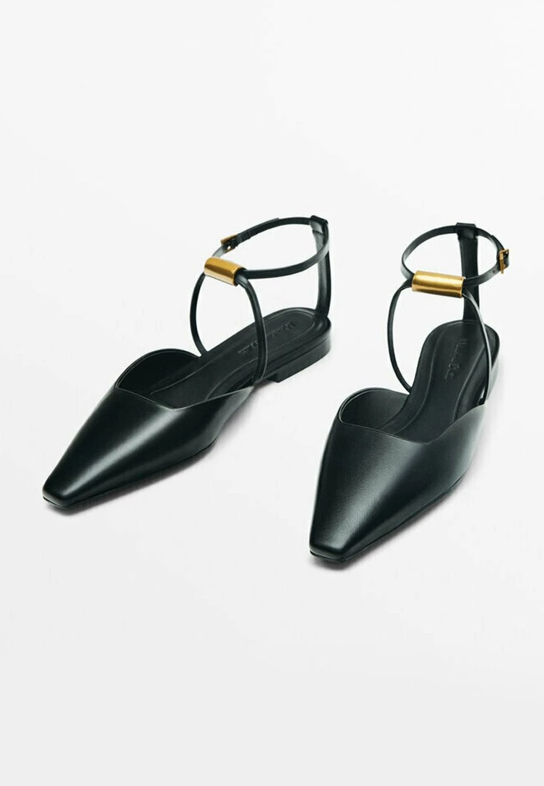 Massimo Dutti Flats With Piece- Ankle Strap Ballet Pumps - Black 4 Massimo Dutti Flats With Piece- Ankle Strap Ballet Pumps - Black - Image 2
