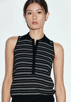 Massimo Dutti STRIPED - Polo Shirt - Dark Blue