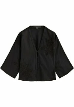 Massimo Dutti Kimono With Embroidery- Blouse - Black