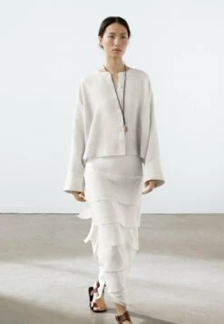 Massimo Dutti FLOWING GARMENT WITH BUTTONS - Blouse - Beige