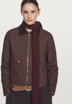 Massimo Dutti SHORT WITH CORDUROY COLLAR - Light Jacket - Bordeaux