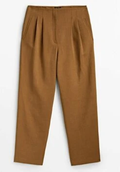 Massimo Dutti Straight With Double Dart Detail - Trousers - Camel -Massimo Dutti Shop 18086c6e4ef24db5b152ffbe2f3b3523