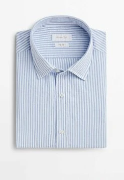 Massimo Dutti Seersucker Textured Striped - Shirt - Light Blue -Massimo Dutti Shop 181a72ebe6c44f70a86a64bcbaf1a859