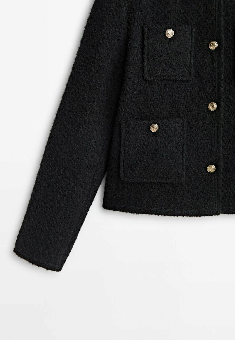 Massimo Dutti Textured Cropped With Four Pockets - Summer Jacket - Black 11 Massimo Dutti Textured Cropped With Four Pockets - Summer Jacket - Black - Image 9