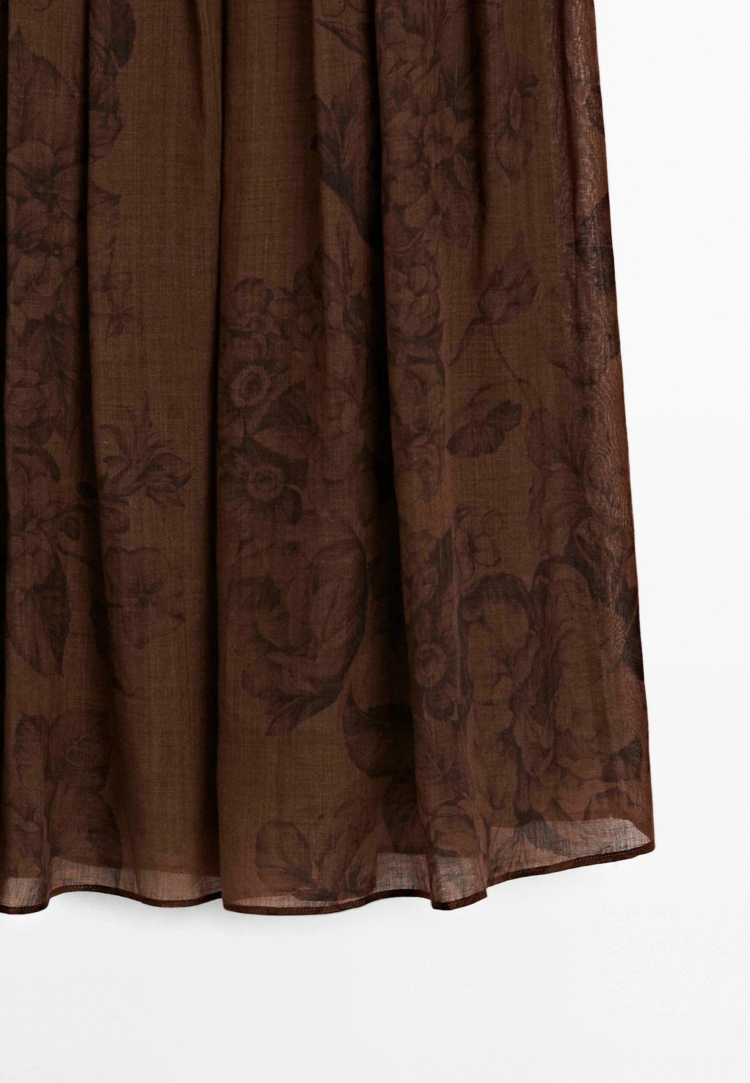 Massimo Dutti FLARED FLORAL PRINT MIDI - Pleated Skirt - Mottled Dark Brown 10 Massimo Dutti FLARED FLORAL PRINT MIDI - Pleated Skirt - Mottled Dark Brown - Image 8