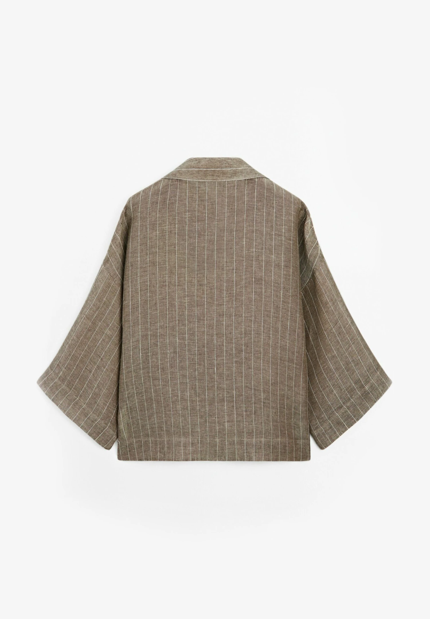 Massimo Dutti STRIPED OPEN NECK GARMENT - Blouse - Mottled Brown 8 Massimo Dutti STRIPED OPEN NECK GARMENT - Blouse - Mottled Brown - Image 6