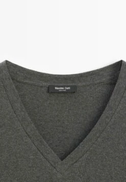 Massimo Dutti V-NECK WITH LONG SLEEVES - Long Sleeved Top - Dark Grey -Massimo Dutti Shop 18b08200714e41e6875d50b09a13e4a4