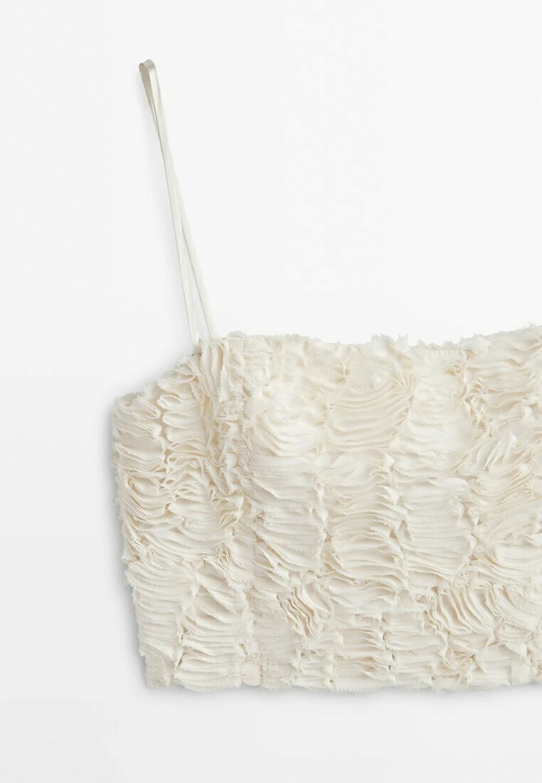 Massimo Dutti Studio Bouclé Strappy Crop - Top - Beige 10 Massimo Dutti Studio Bouclé Strappy Crop - Top - Beige - Image 8