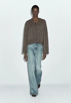 Massimo Dutti PINSTRIPE - Cardigan - Beige