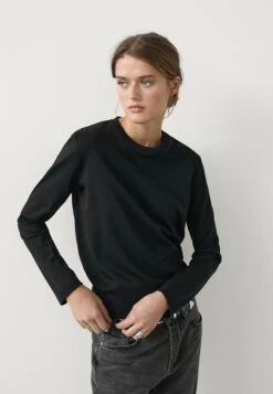 Massimo Dutti INTERLOCK LONG SLEEVE - Long Sleeved Top - Black