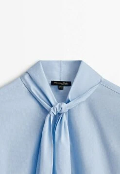 Massimo Dutti Striped With Neck Tie- Button-Down Blouse - Light Blue -Massimo Dutti Shop 191d1e3f9312443ca2d1afc48df0908b