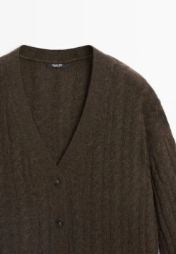 Massimo Dutti Cardigan - Mottled Dark Brown -Massimo Dutti Shop 19293fe13d694b169f31829bfcfa3d38