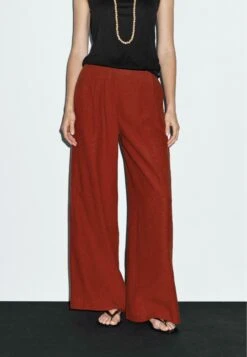 Massimo Dutti STRAIGHT-LEG WITH DOUBLE DART DETAIL - Trousers - Mottled Red