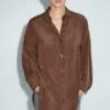 Massimo Dutti LONG FLOWING - Button-down Blouse - Dark Brown -Massimo Dutti Shop 1954a9beee0d4468824bf45bbe033733