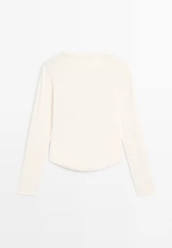 Massimo Dutti LONG SLEEVE WITH ROUNDED HEM - Long Sleeved Top - Beige -Massimo Dutti Shop 1982376badc348dbb9110f8eb13e6930